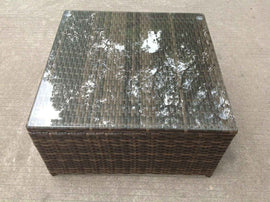Fimous Carré Rotin Café Thé Table D'Appoint IntéRieur Et ExtéRieur Meubles De Jardin Accessoires Patio Brun Foncé Mix