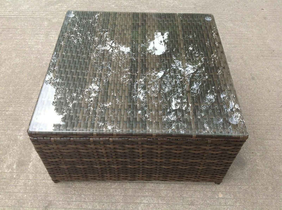 Fimous Carré Rotin Café Thé Table D'Appoint IntéRieur Et ExtéRieur Meubles De Jardin Accessoires Patio Brun Foncé Mix