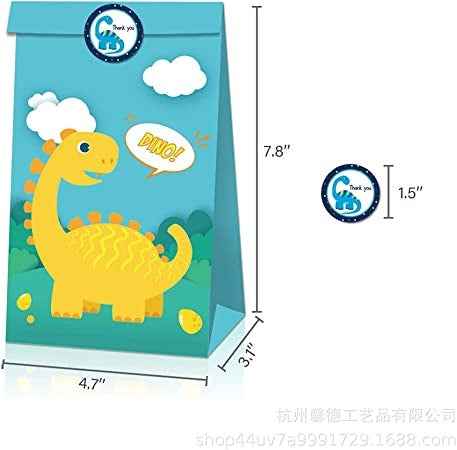 Ecost Customer Return 12 pieces dinosaur paper bags, dinosaur paper party bags, dinosaur