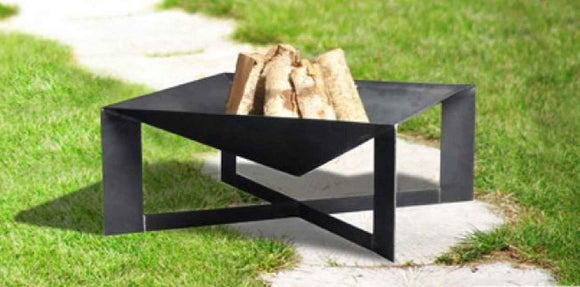 Grille en acier noir sur trépied + Brasero de jardin CUBA