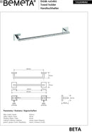 Porte-serviettes BETA en laiton chromé 65,5 x5,5 x 6,5 cm