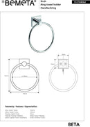 Anneau porte serviette BETA en laiton chromé 16 x19 x 5,5 cm