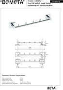 Patère murale à 5 crochets BETA en laiton chromé 39,5 x 5,5 x 7 cm