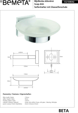 Porte-savon mural en verre BETA 11 x5,5 x 12,5 cm