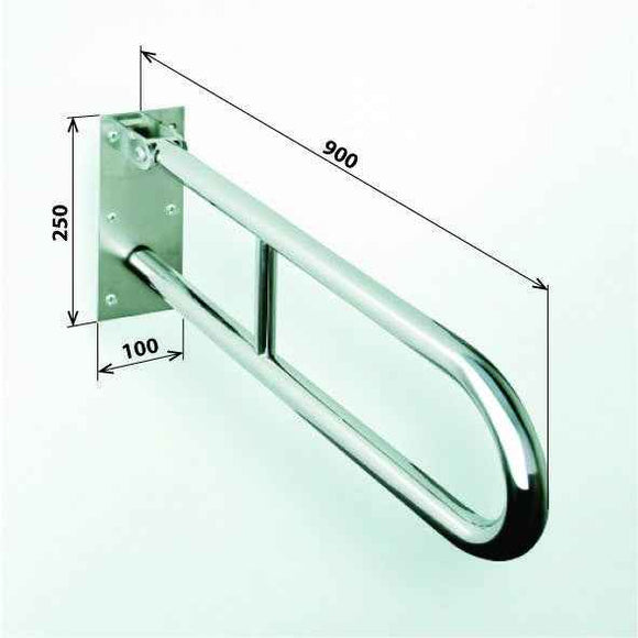 Barre d'appui relevable en forme U HELP en acier inoxydable