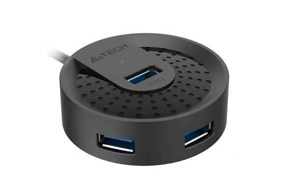 HUB extern A4TECH, porturi USB-A: USB 3.0 x 4, conectare prin USB , cablu 1.0 m, negru, "HUB-30-BK" (timbru verde 0.8 lei)