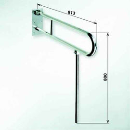 Barre d'appui relevable U+jambe d'appui HELP 813 acier inox. 82,9x80cm