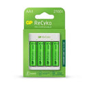 GP Battery Charger B411 with 4x AAA Rechargable batteries, 2100 mAh, 1.2V, White EU