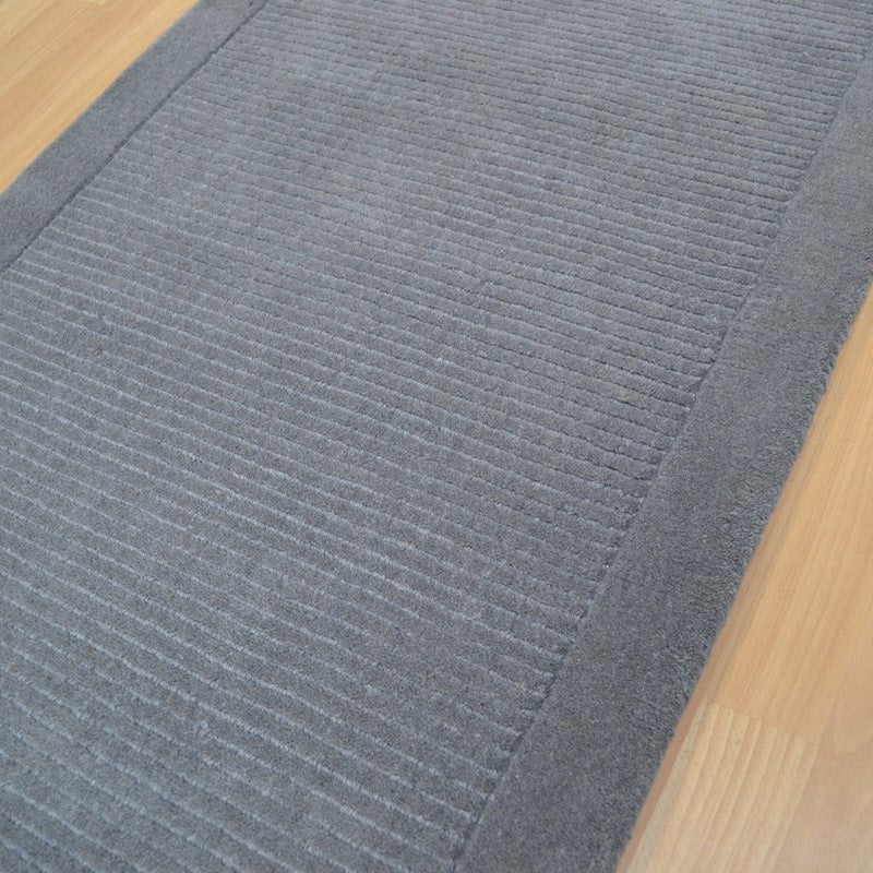 Tapis de couloir uni pure laine candy gris - 0