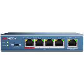 Hikvision | Switch | DS-3E0105P-E | Unmanaged | Desktop | 10/100 Mbps (RJ-45) ports quantity 4 | Gigabit Ethernet (copper) ports quantity 1 | Power over Ethernet (PoE) ports quantity 4 | Power supply type 51V DC, 1.25A