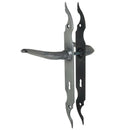 2 poignées de porte sur plaque fine CELTIQUE, Entrée de clé pour chambre, Finition acier aspect fer forgé patiné, Entraxe standard 195 mm