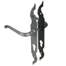 2 poignées de porte sur plaque fine CELTIQUE, Trou de cylindre - entrée - bureau - service, Finition acier aspect fer patiné rouille, Entraxe standard 195 mm