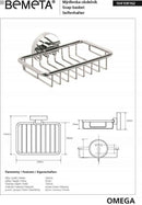Porte-savon grille mural en laiton chromé OMEGA 14x5,5x12,5cm