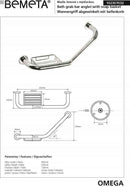 Barre de maintien coudée OMEGA avec porte savon 40x25x13cm