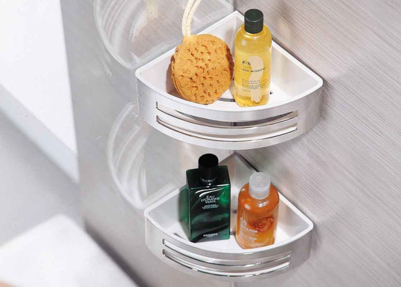 Porte objets d'angle double NOVELLINI en métal chromé