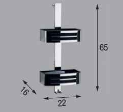Porte-objet double accrochable, panier à deux lucarnes NOVELLINI en métal chromé