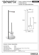 Serviteur de toilettes sur pied OMEGA 25x73x25 cm bol en verre