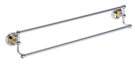 Porte-serviettes double RETRO en laiton chromé doré 66,5x12,5x11,5 cm