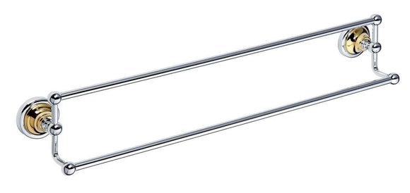 Porte-serviettes double RETRO en laiton chromé doré 66,5x12,5x11,5 cm