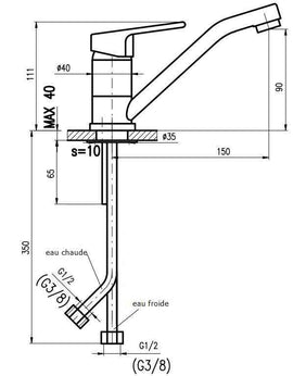 Mitigeur lavabo pivotant à long bras COLORADO en laiton chromé
