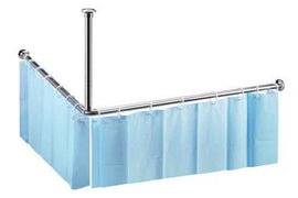 Tringle de coin pour rideau de douche en acier poli 90x90 cm