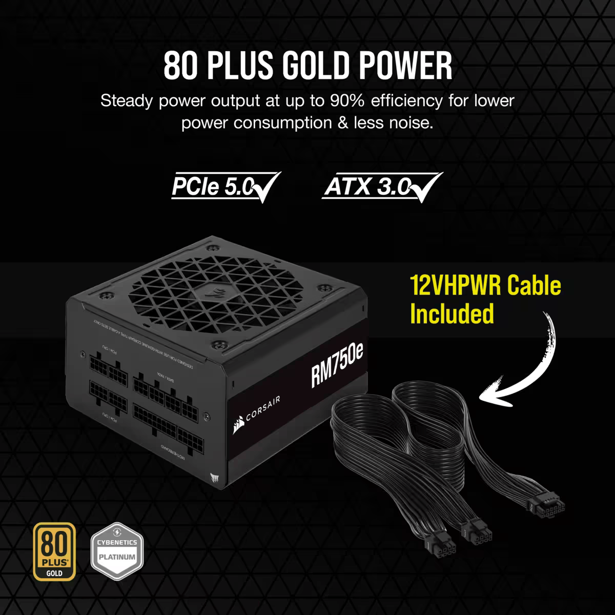 Bloc d'alimentation corsair rm750e v3 - 750 w - 80+ gold atx 3.0