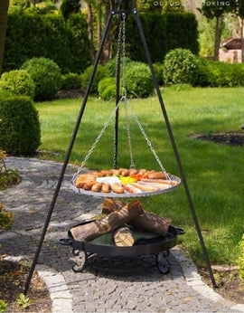 Grille en inoxydable sur trépied + Brasero de jardin MALTA