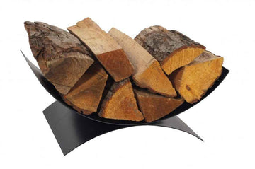 Porte bûches demi-lune en acier noir 44x28x17cm