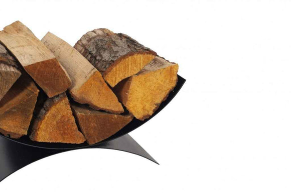 Porte bûches demi-lune en acier noir 44x28x17cm