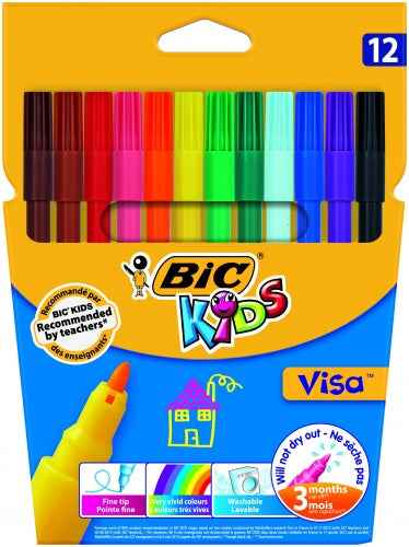 BIC Felt tip pens KIDS VISA, 12 colours 002758