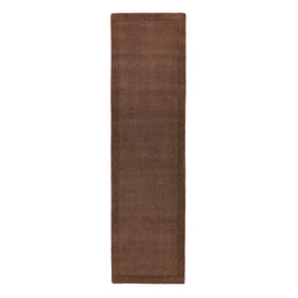 Tapis de couloir uni pure laine candy marron