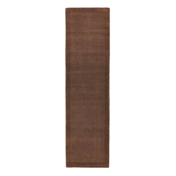 Tapis de couloir uni pure laine candy marron