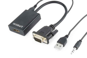 Adaptateur de câble vidéo Gembird A-VGA-HDMI-01 0,15 m HDMI Type A (standard) VGA (D-Sub) Noir