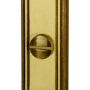 2 poignées de porte sur plaque LOUIS XV, Verrou condamnation pour salle de bain/WC, Finition zamak doré patiné, Entraxe standard 195 mm-8