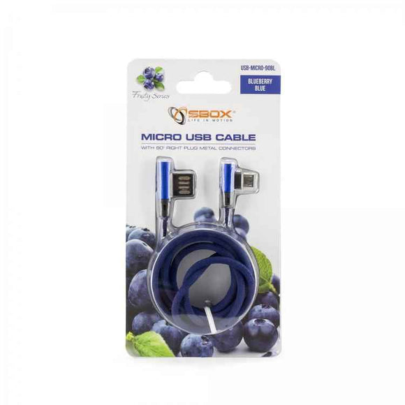 Sbox USB->Micro USB 90 M/M 1.5m USB-MICRO-90BL blueberry blue