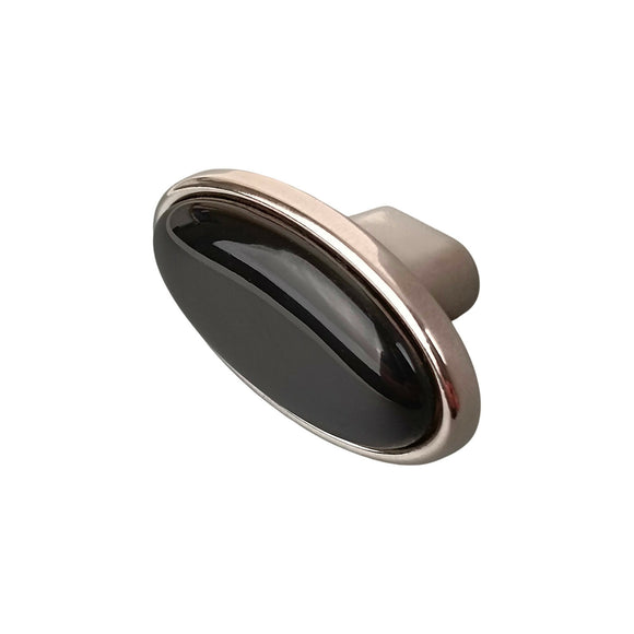 Bouton de meuble STARK, Finition nickel brillant & céramique noire