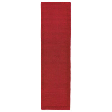 Tapis de couloir uni pure laine candy rouge