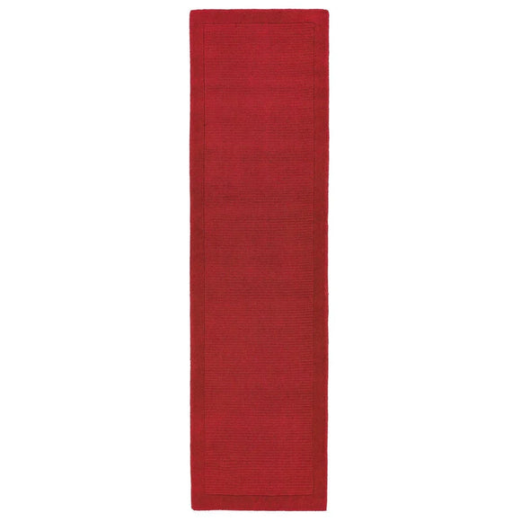 Tapis de couloir uni pure laine candy rouge