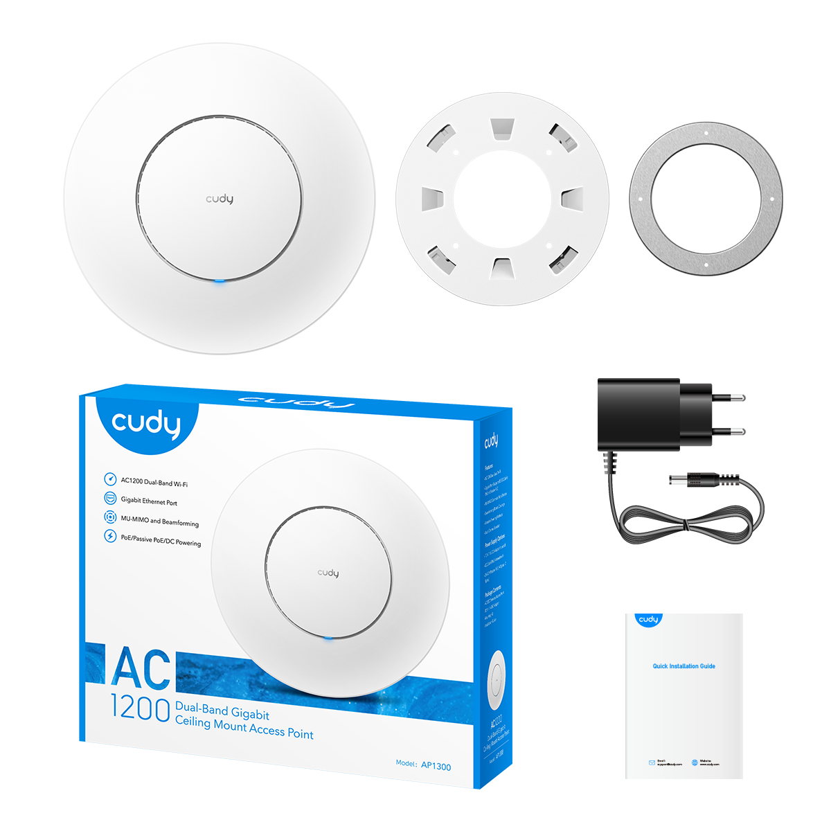Alimentation par Ethernet (PoE) Cudy AC1300 Blanc
