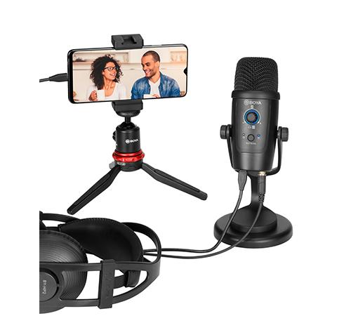 Microphone à condensateur USB-C Boya, sortie casque, contrôle du volume/muet (iOS/Android/Windows) « BY-PM300 » (timbre vert 0,18 lei)