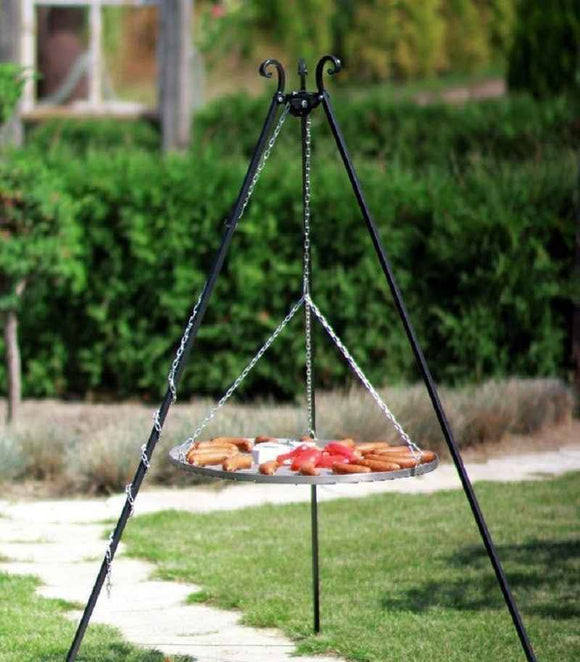 Grille en acier inoxydable sur trépied + Brasero de jardin PALMA