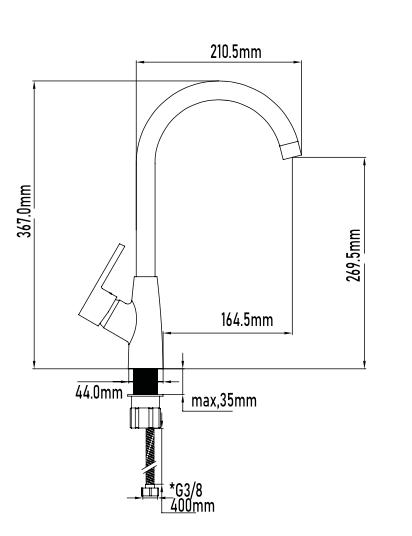 Miscelatore per cucina bianco lucido