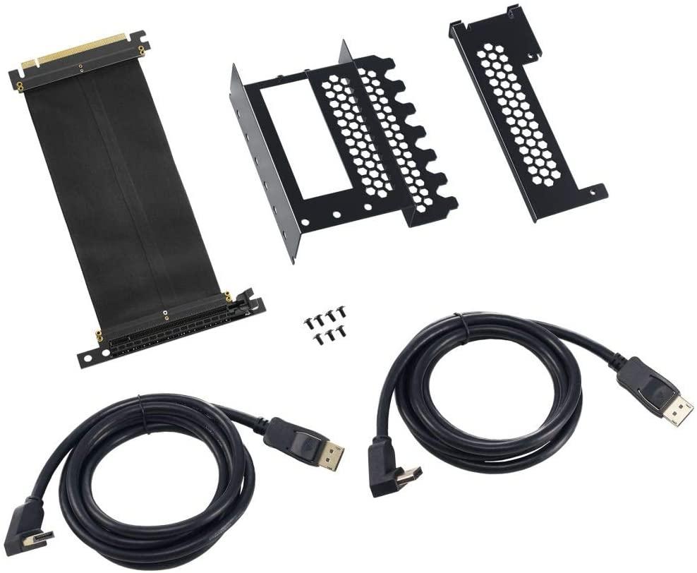 Support vertical pour carte graphique cablemod avec câble riser pcie x16 2 ports displayport – noir