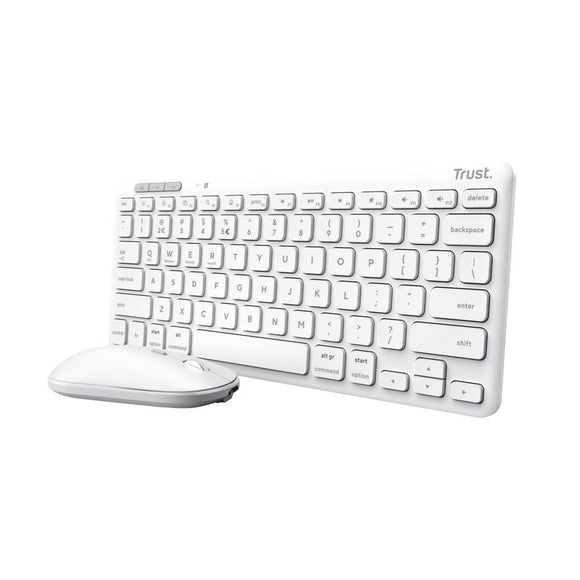 TASTATURI Trust LYRA Wireless and rechargeable Keyboard & Mouse WHITE US "25073" (timbru verde 0.8 lei)