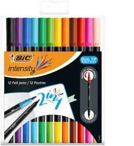 BIC Intensity Dual Tip Felt pens 2 in 1, 12 colours