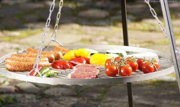 Grille en inoxydable sur trépied + Brasero de jardin PAN