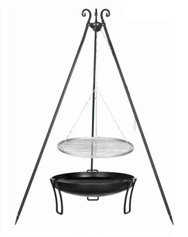 Grille en inoxydable sur trépied + Brasero de jardin PAN