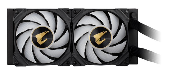 Refroidisseur Gigabyte « AORUS WATERFORCE X 240 », boîtier universel, refroidissement liquide, ventilateurs 120 mm x 2, 2 150 tr/min, éclairage RVB, « AORUS WATERFORCE X 240 » (timbre vert 2,00 lei)