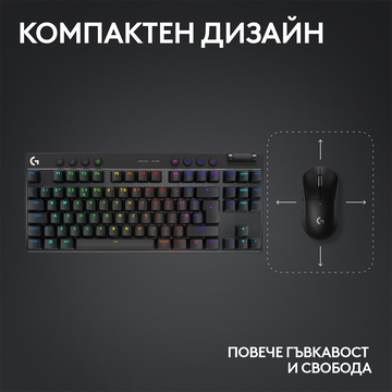 TASTATURI Logitech - gaming G PRO X TKL LIGHTSPEED Mechanical Gaming Keyboard - BLACK - US INTL - TACTILE "920-012136" (timbru verde 0.8 lei)