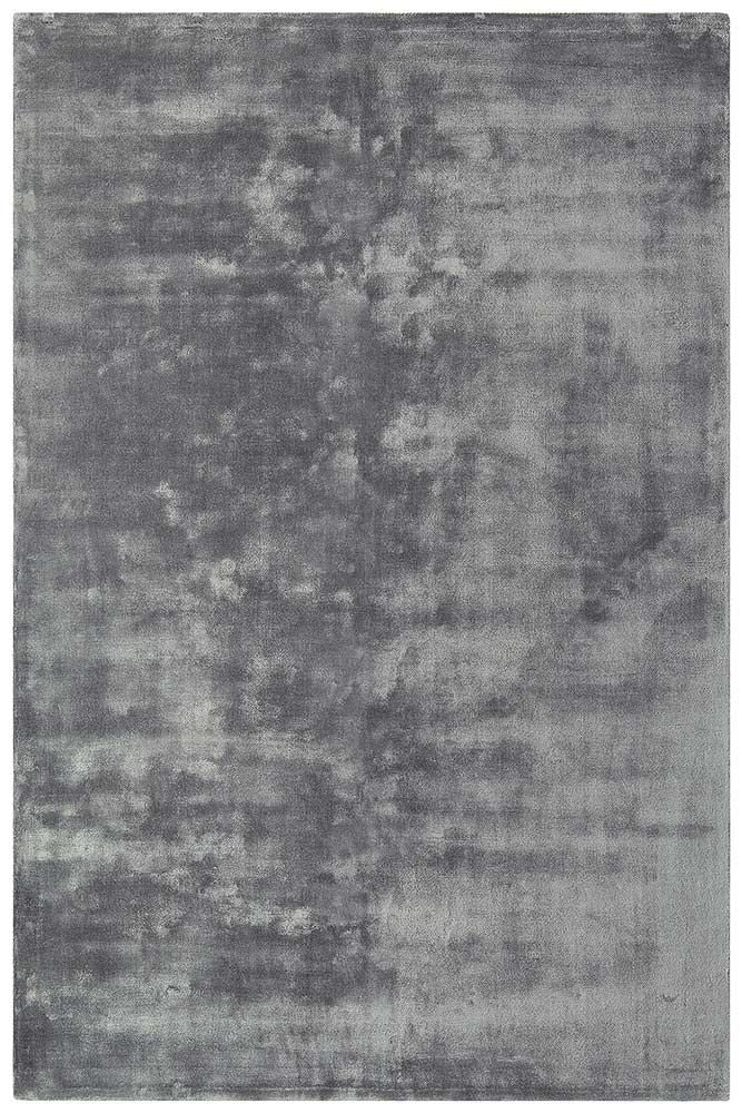 Tapis de salon en viscose fait main titane